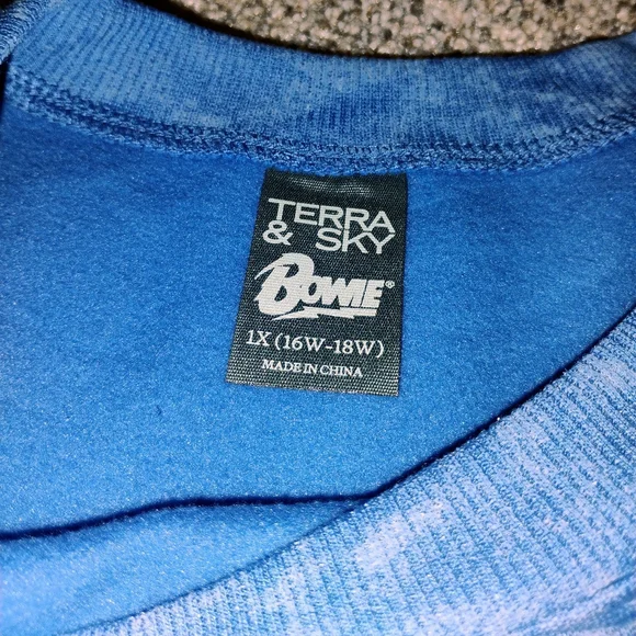 David Bowie 1974 Plus 1X Terra & Sky Blue Bowie Graphic Oversized Sweatshirt - Picture 7 of 8